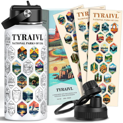 Tyraivl National Parks 32oz bottle for hiking and long outdoor trips.