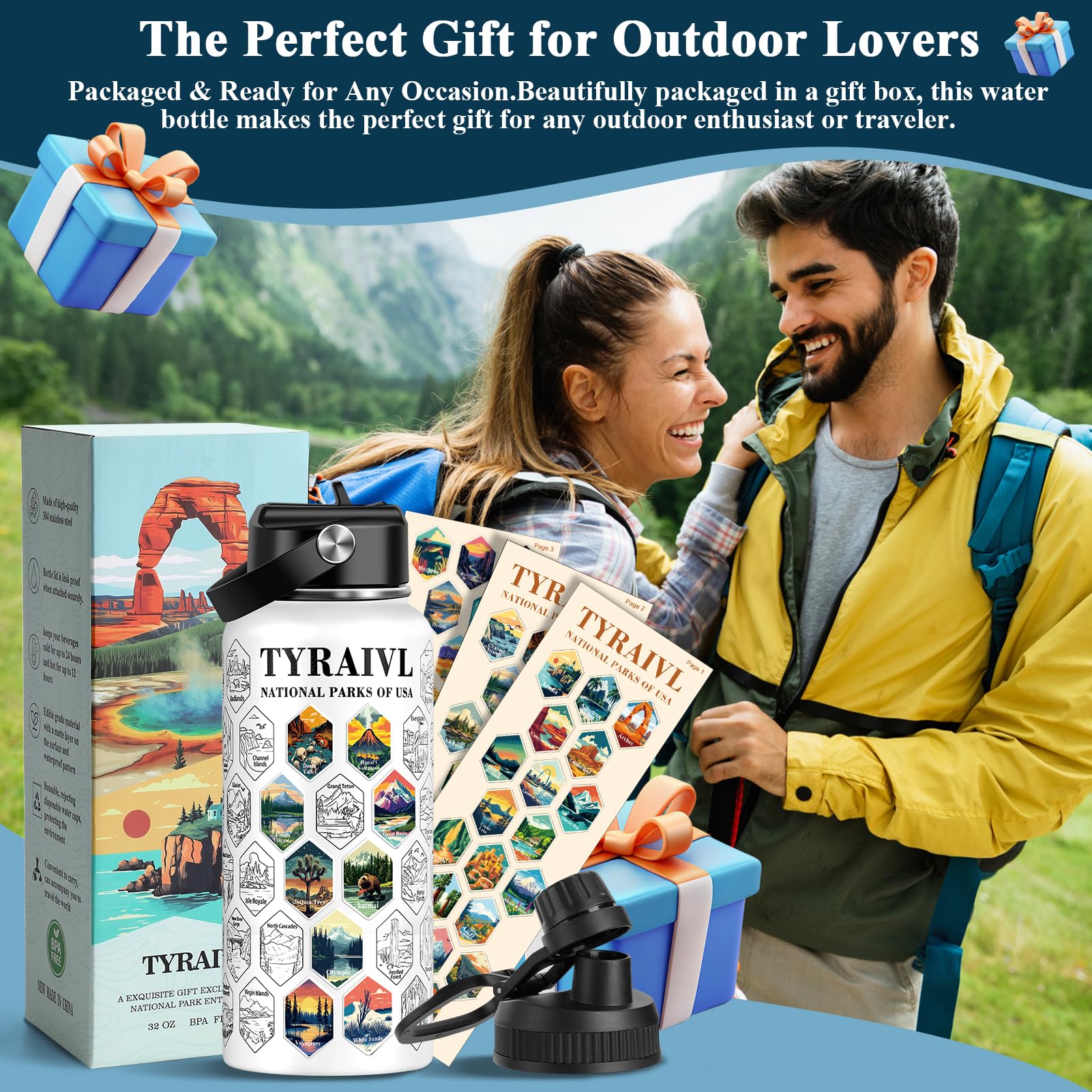 Tyraivl outdoor adventure bottle use case showcases versatile gifting appeal.