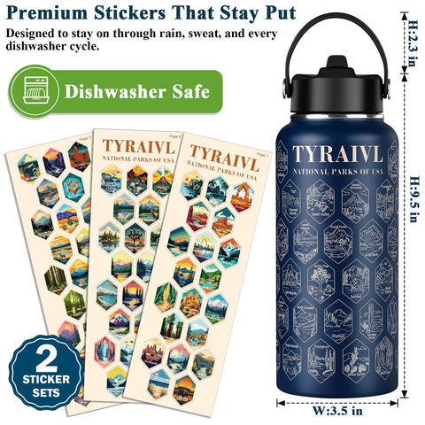 Tyraiv durable stickers resist rain and dishwasher wear