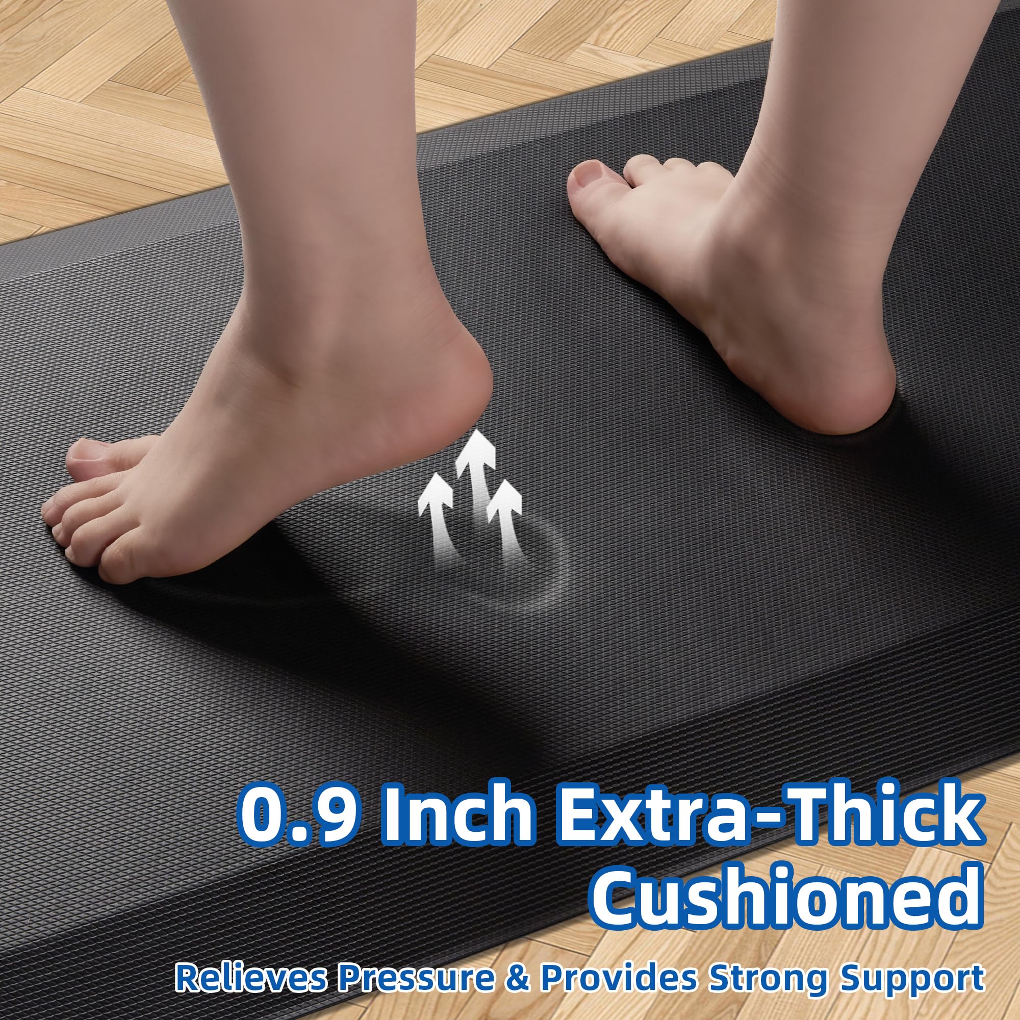 Tyrot memory foam detail showing plush comfort during meal prep
