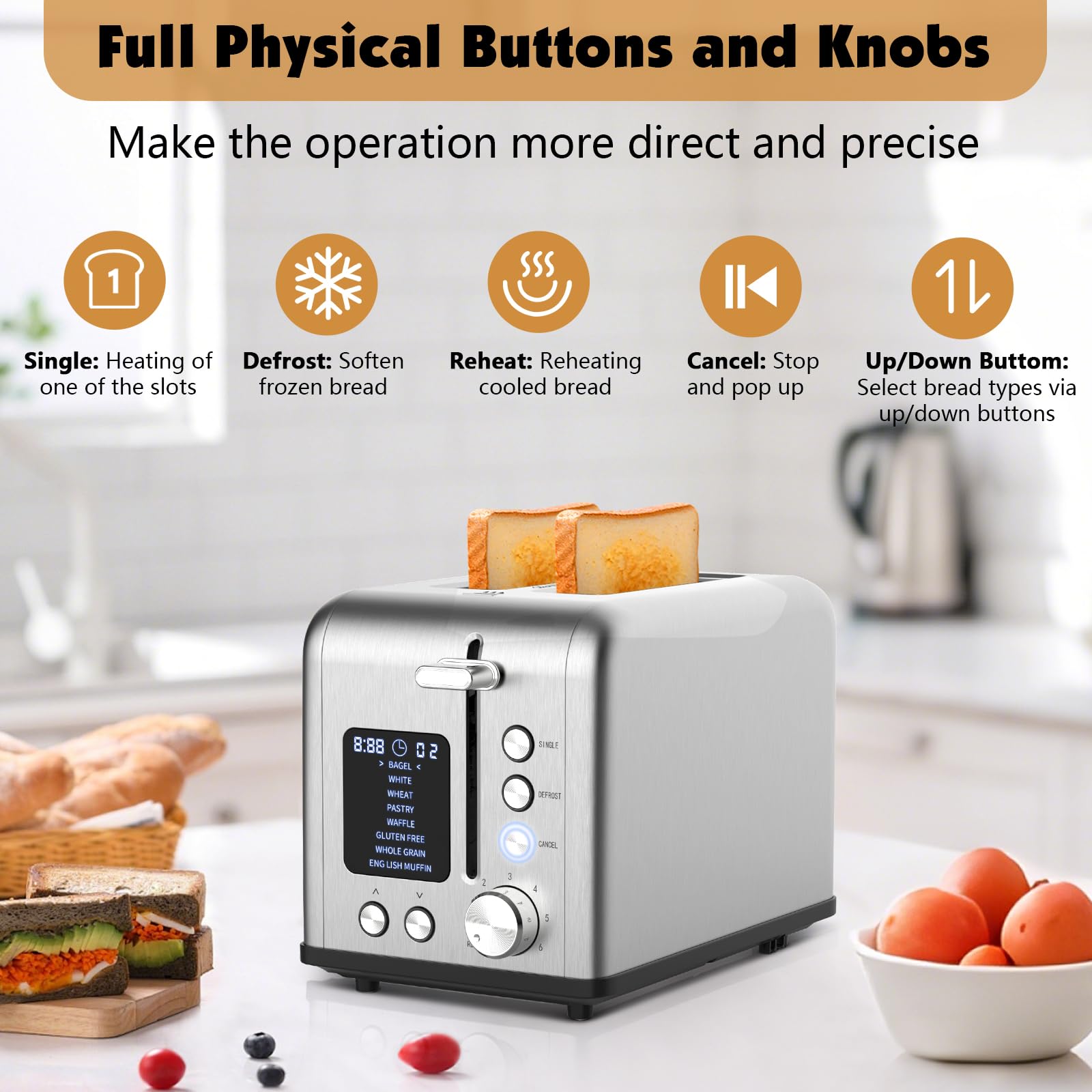Tyyaefy bagel toaster control panel offers easy mode selection and tactile feedback.