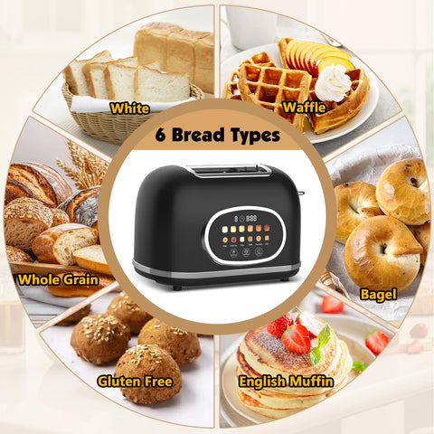Tyyaefy digital toaster with 1.5-inch wide slots for thick toast and bagels.