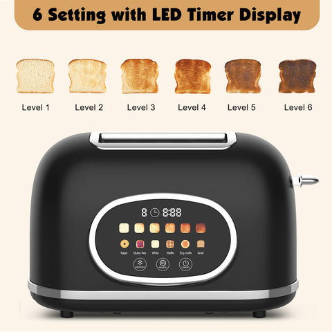 Tyyaefy matte black finish complements retro kitchen vibes in the smart toaster.
