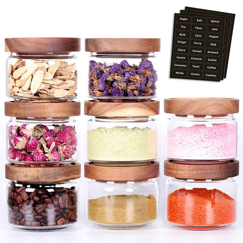 Tzerotone 8-pcs spice containers with jars for precise pour and organized pantry.