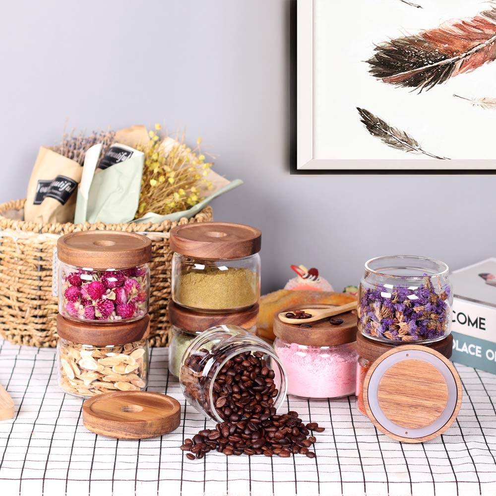 Tzerotone clear glass jars stack neatly for spices, tea, or coffee beans.