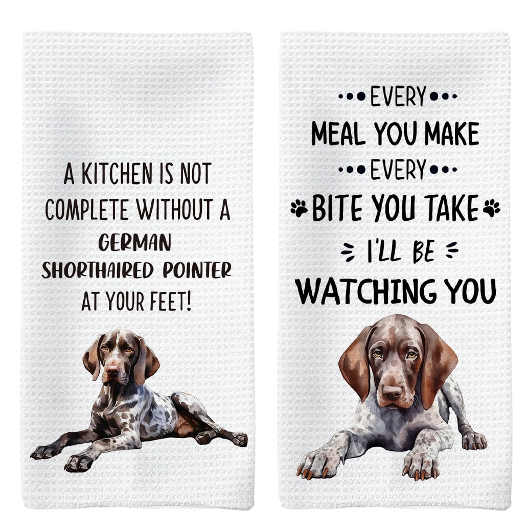 Tzhim German Shorthaired Pointer gift towel set for stylish kitchen décor.