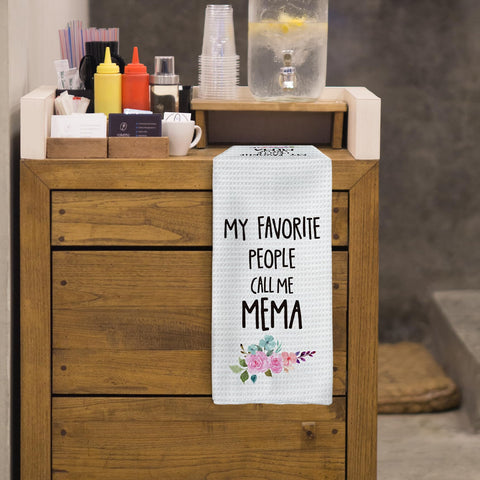 Tzhim Mema Gifts absorbent polyester towel for everyday kitchen wiping.