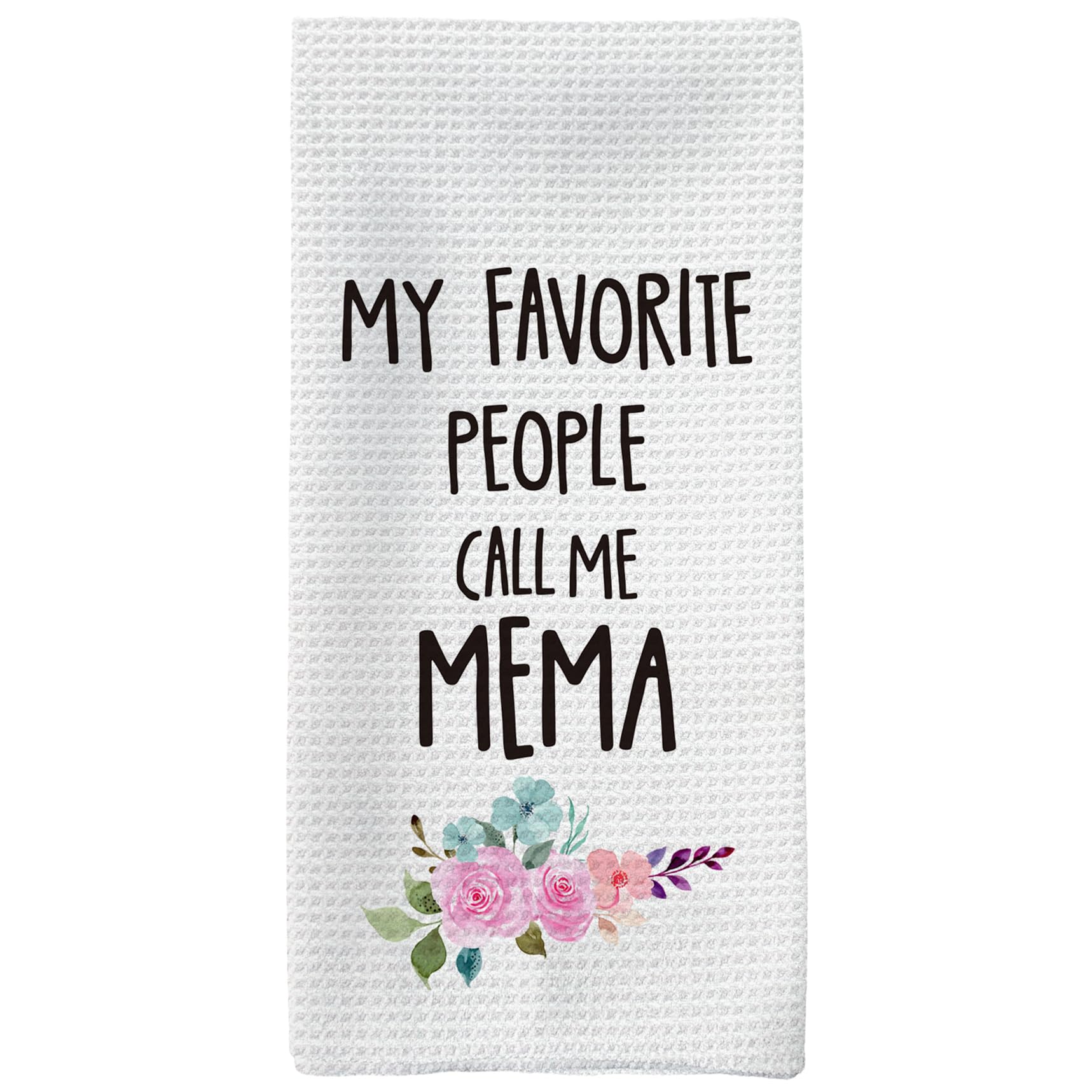 Tzhim Mema Gifts kitchen towel with Christmas pattern for festive cleanup.