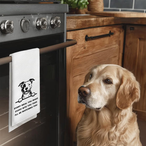 Tzhim Pitbull Gifts kitchen towel heart pattern, ideal for festive gifting and decor.