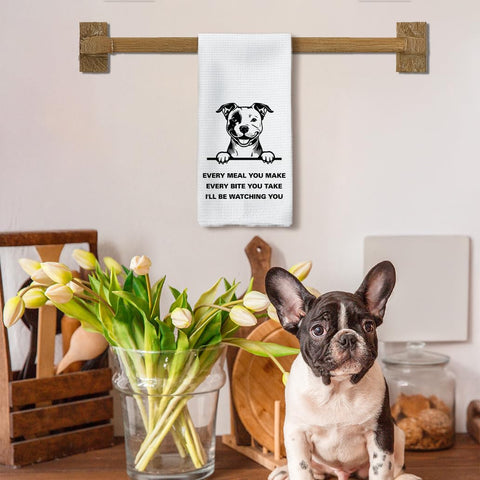 Tzhim Pitbull Gifts kitchen towel pawprint design, perfect for quick dabs while cooking.