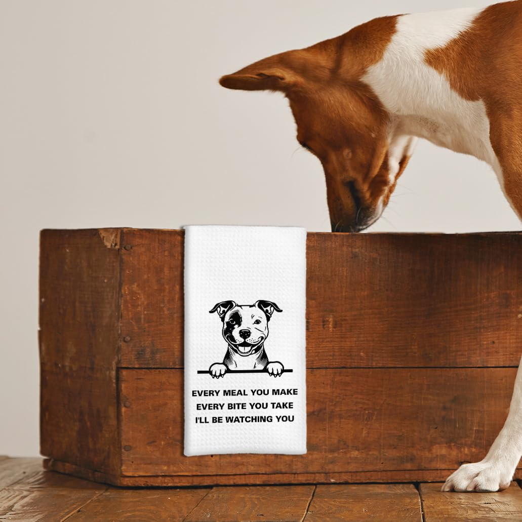 Tzhim Pitbull Gifts kitchen towel quote pattern, adds kitchen cheer and seasonal style.