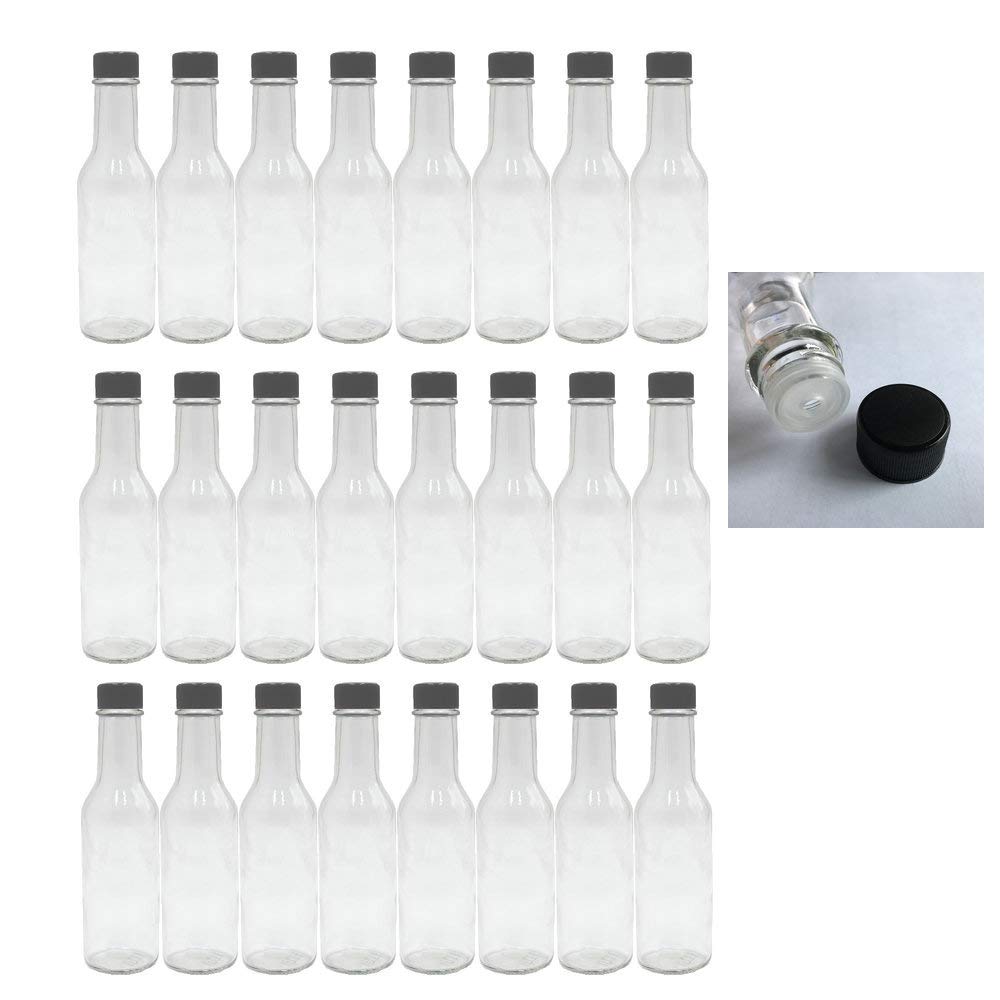 U-Pack 5oz woozy bottle with black fine rib cap and orifice reducer for controlled sauce pours