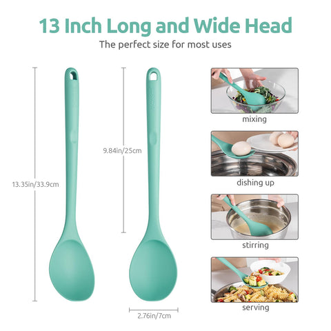 U-Taste 13-3-inch seamless spoon shown stirring a large pot.