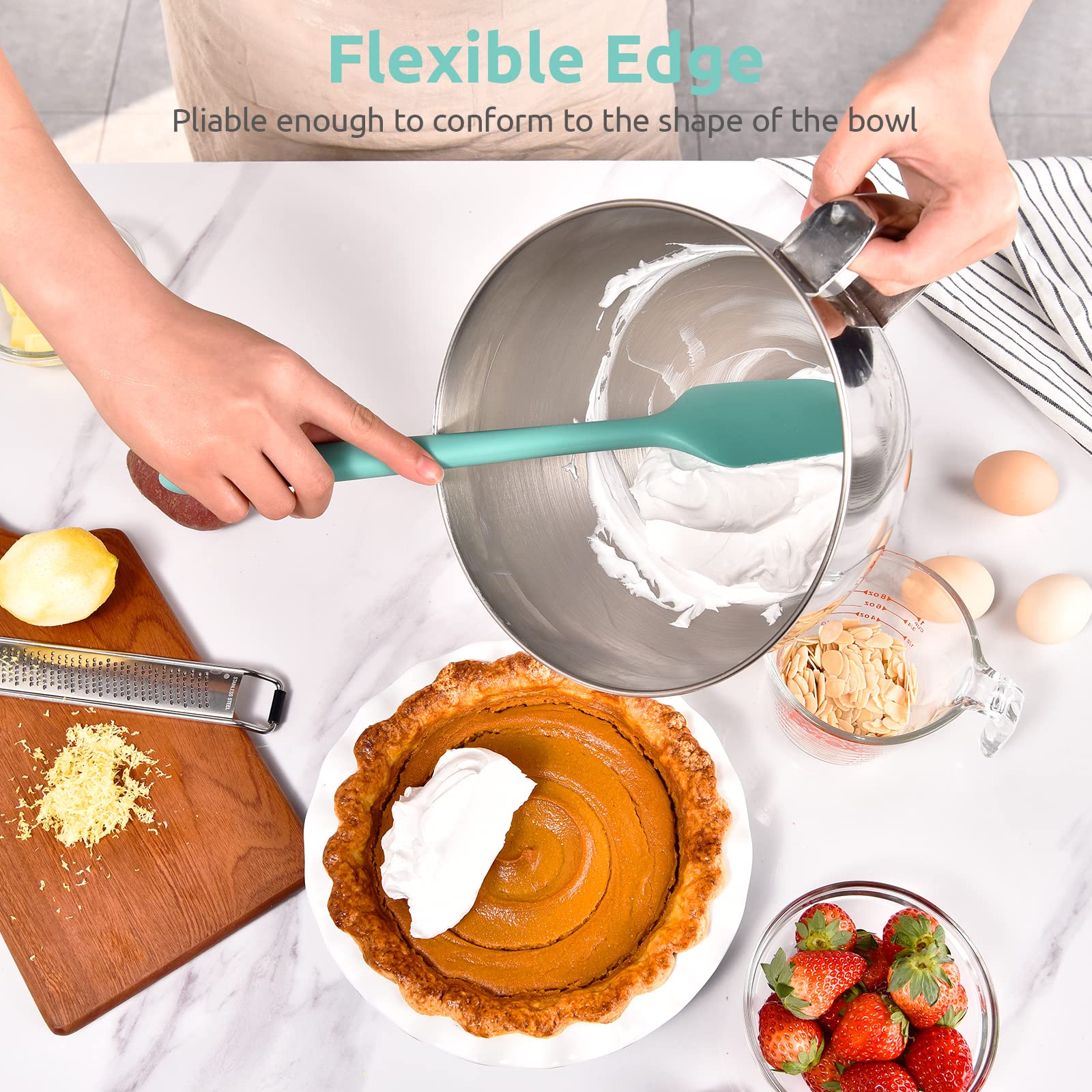 U-Taste 14in spatula used with mixing bowl to reach corners smoothly.