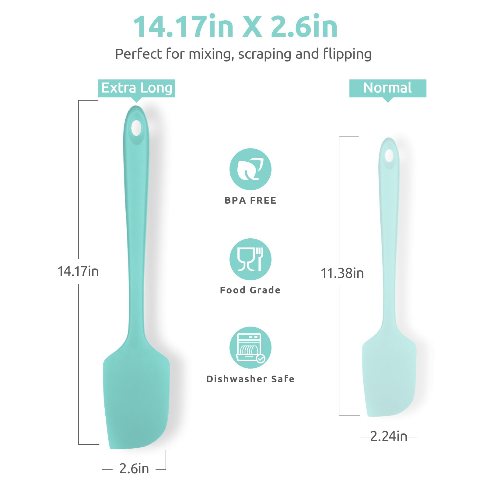 U-Taste 14in spatula side angle showcasing flexible edge for scraping bowls.