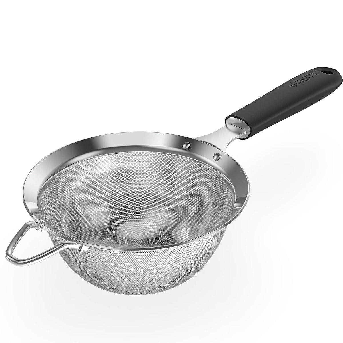 U-Taste 5.5-inch mesh strainer, overhead view for easy sifting.