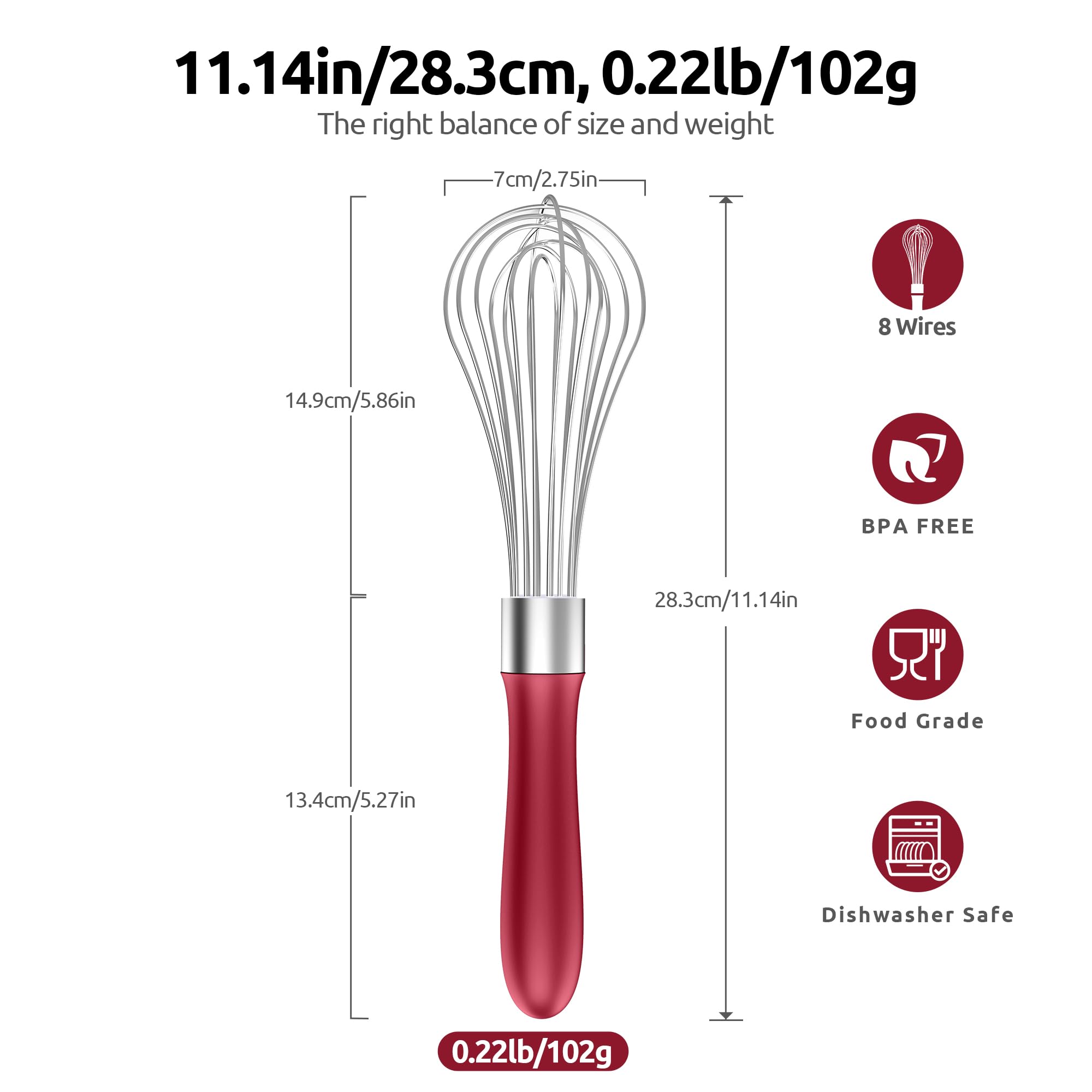 U-Taste Balloon Whisk shows 8 high-flex wires for efficient whipping.