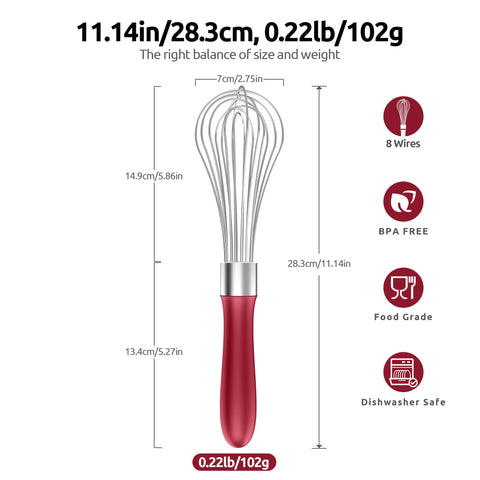 U-Taste Balloon Whisk shows 8 high-flex wires for efficient whipping.