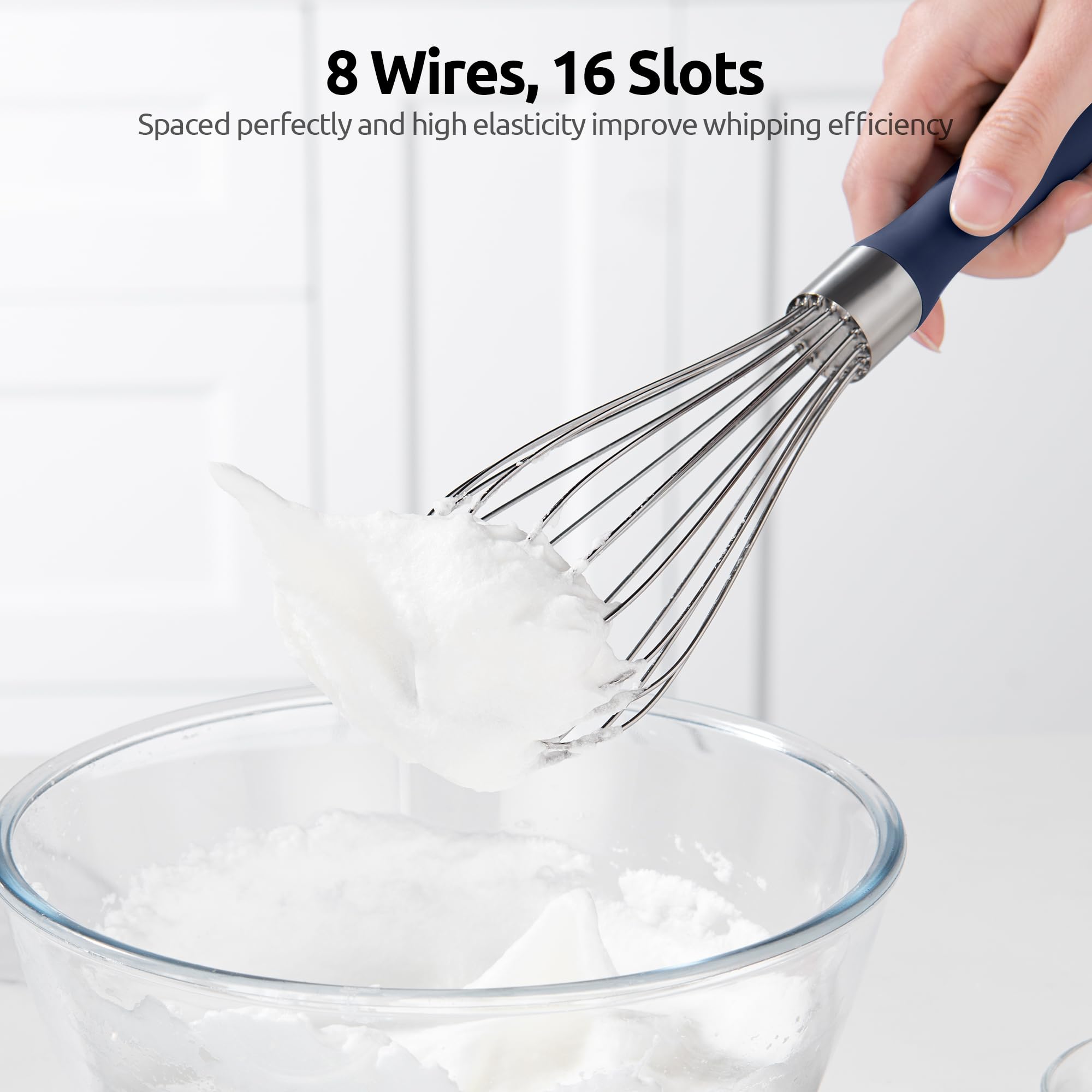 Ergonomic handle design fits your hand for comfortable, fatigue-free whisking