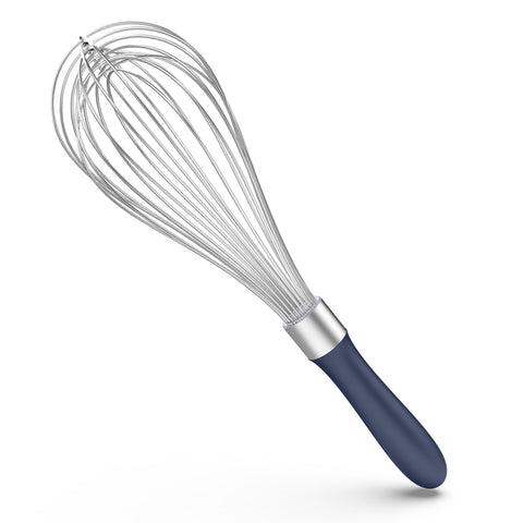 U-Taste Balloon Whisk front view showing sleek midnight blue handle for precise whisking