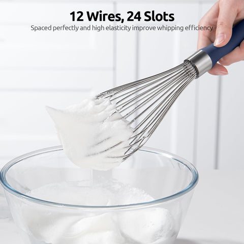 U-Taste Balloon Whisk in midnight blue ready for sauces and creams