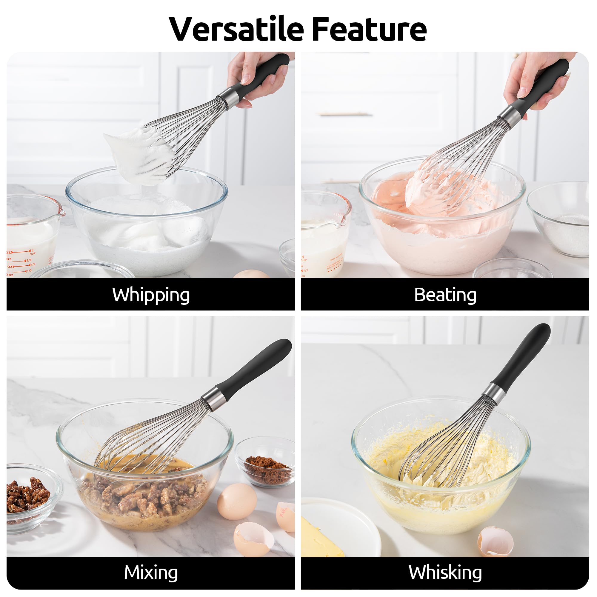U-Taste heavy-duty whisk blends dressings and gravies with ease.