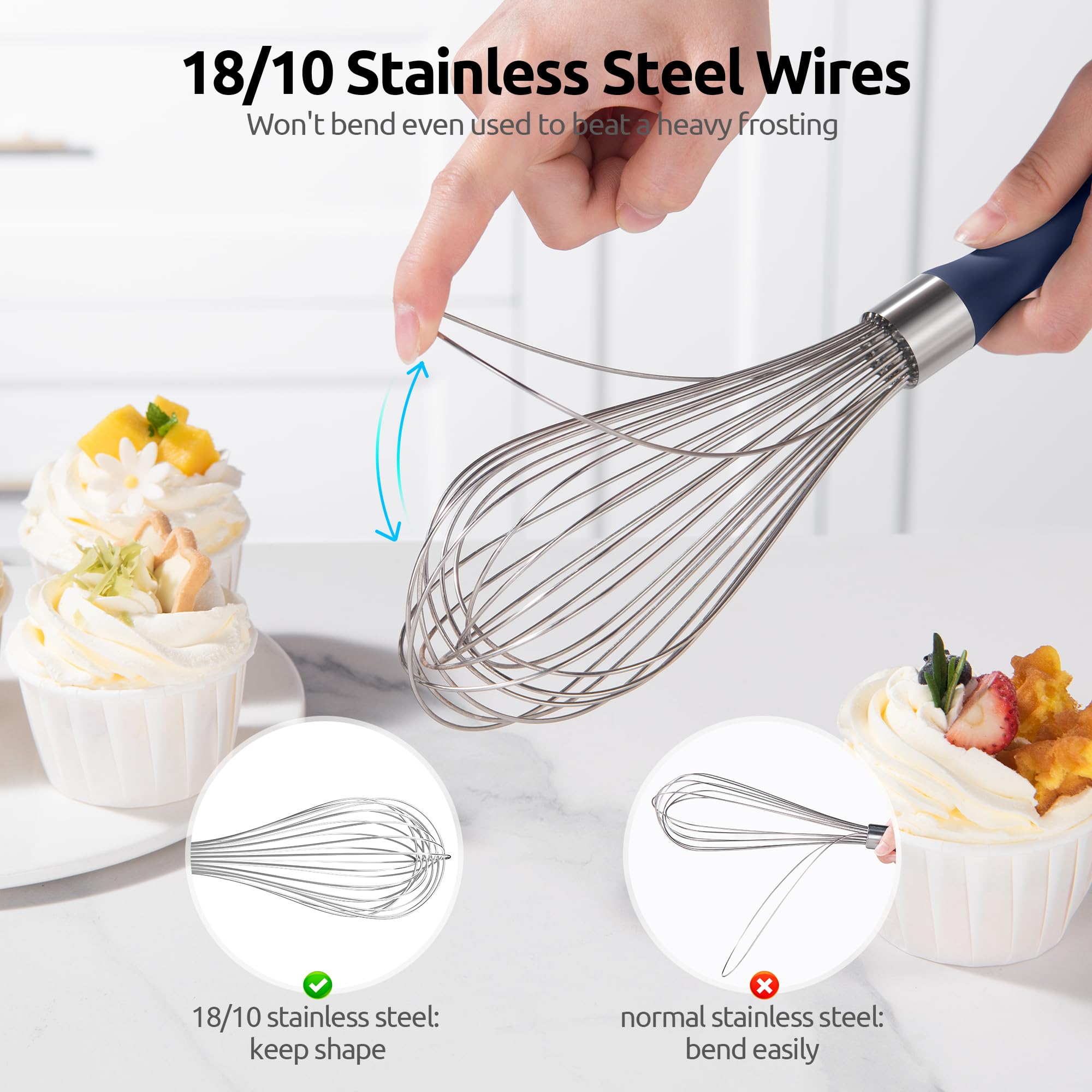 Sealed base of U-Taste whisk prevents leaks and simplifies cleaning