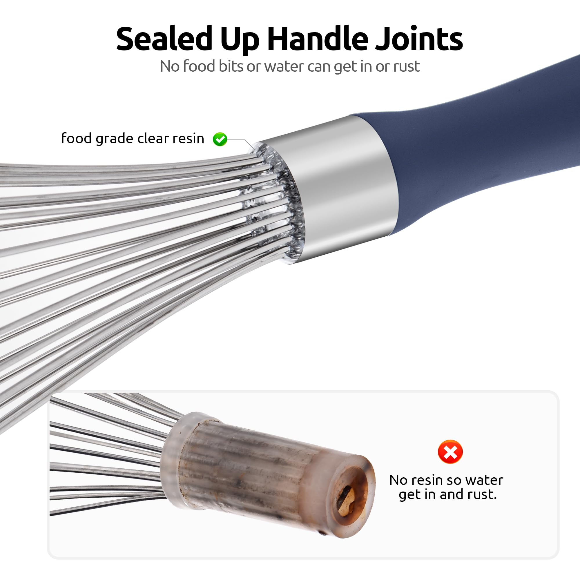 U-Taste silicone handle provides comfy, non-slip grip during long whisking sessions