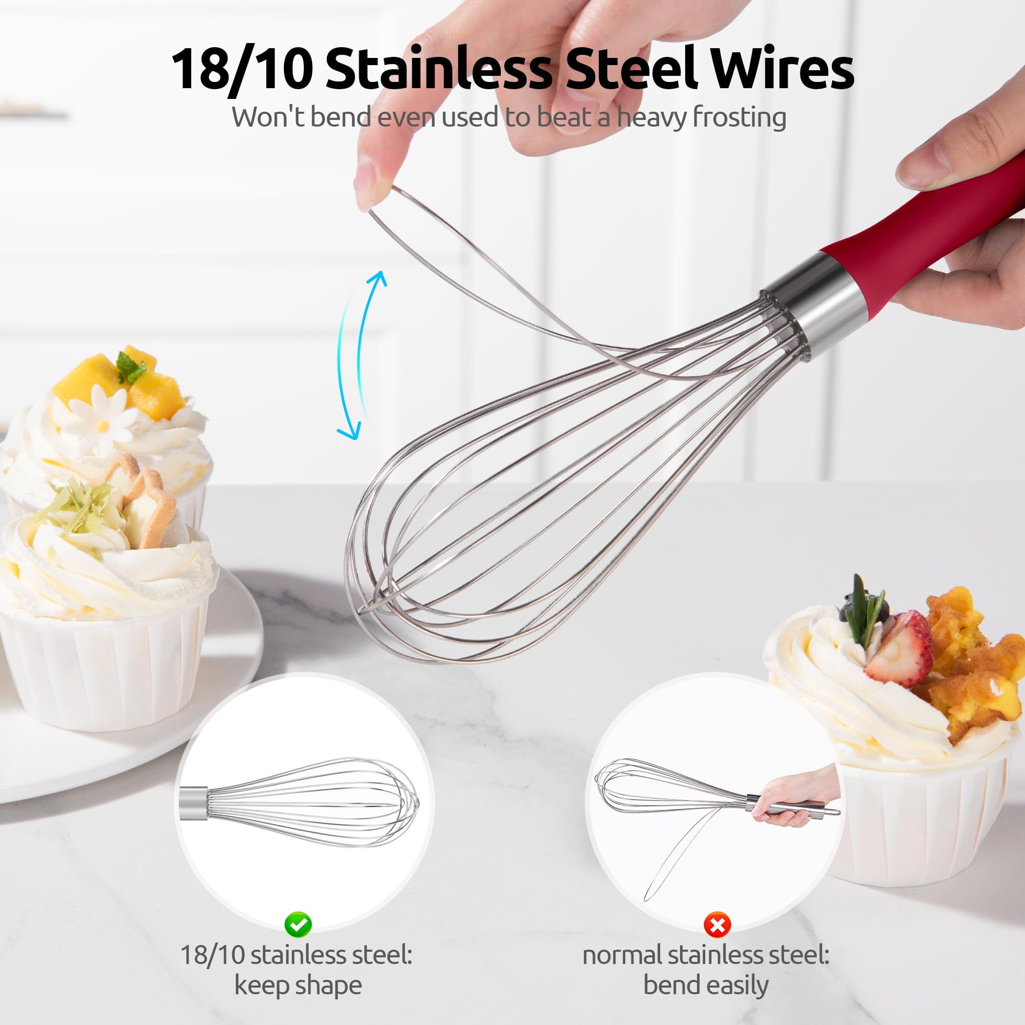 U-Taste silicone handle provides a comfortable, non-slip grip.