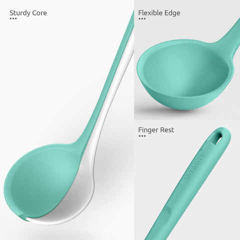 U-Taste flexible edge hugs pot walls for thorough scraping.