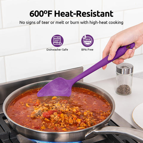 U-Taste flexible spatula reaches bowl corners for thorough scraping.