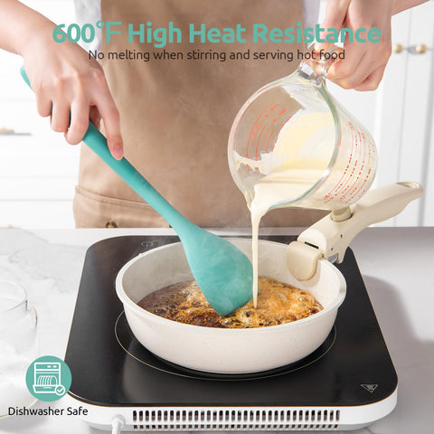 U-Taste food-grade silicone-tip spoon protects nonstick cookware.