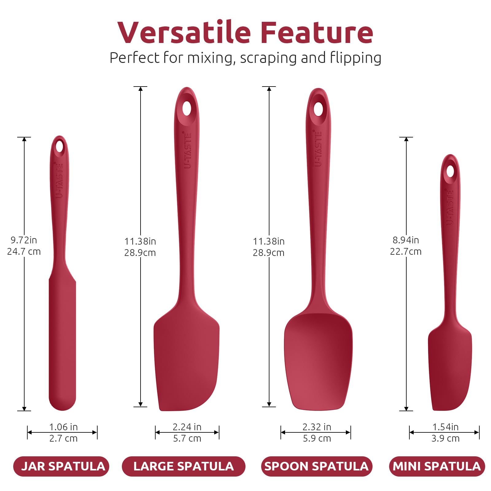 U-Taste jar spatula 9.72 inches reaches into jars for precise scooping.
