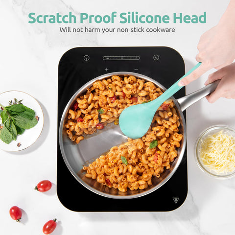 U-Taste long integrated-handle spoon reaches into tall pots safely.