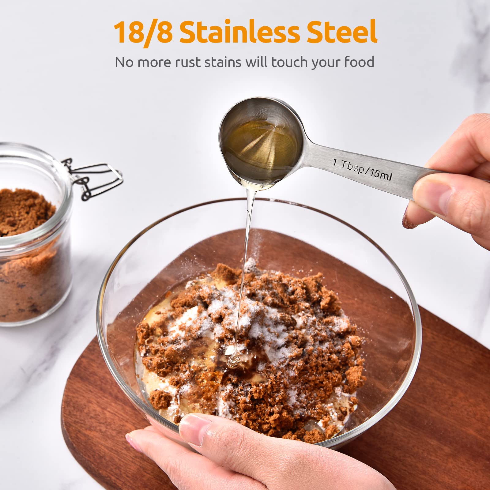 U-Taste measuring spoons nest together with a D-ring for compact storage.