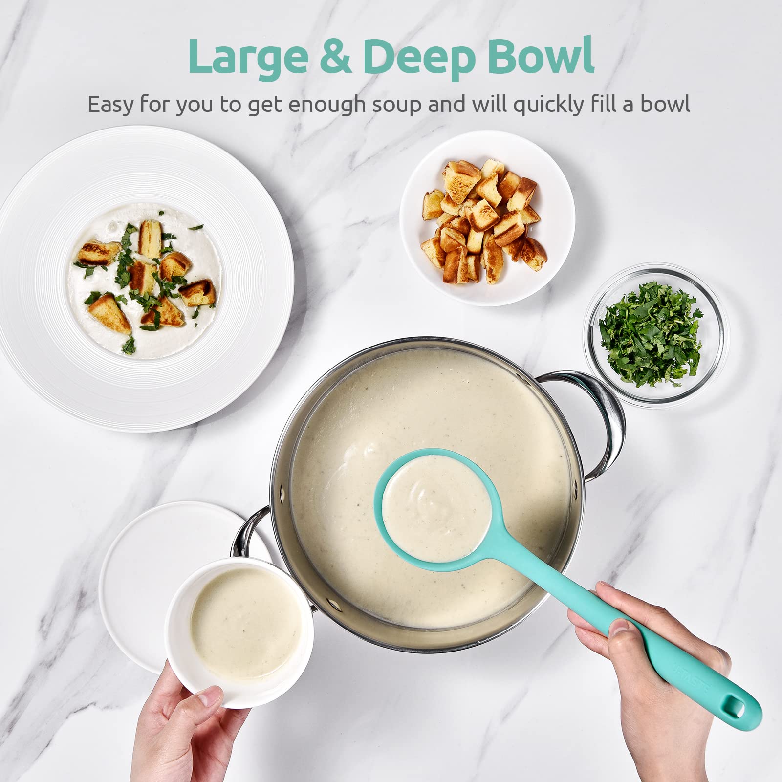 U-Taste plastic-core handle provides a sturdy, non-slip grip.