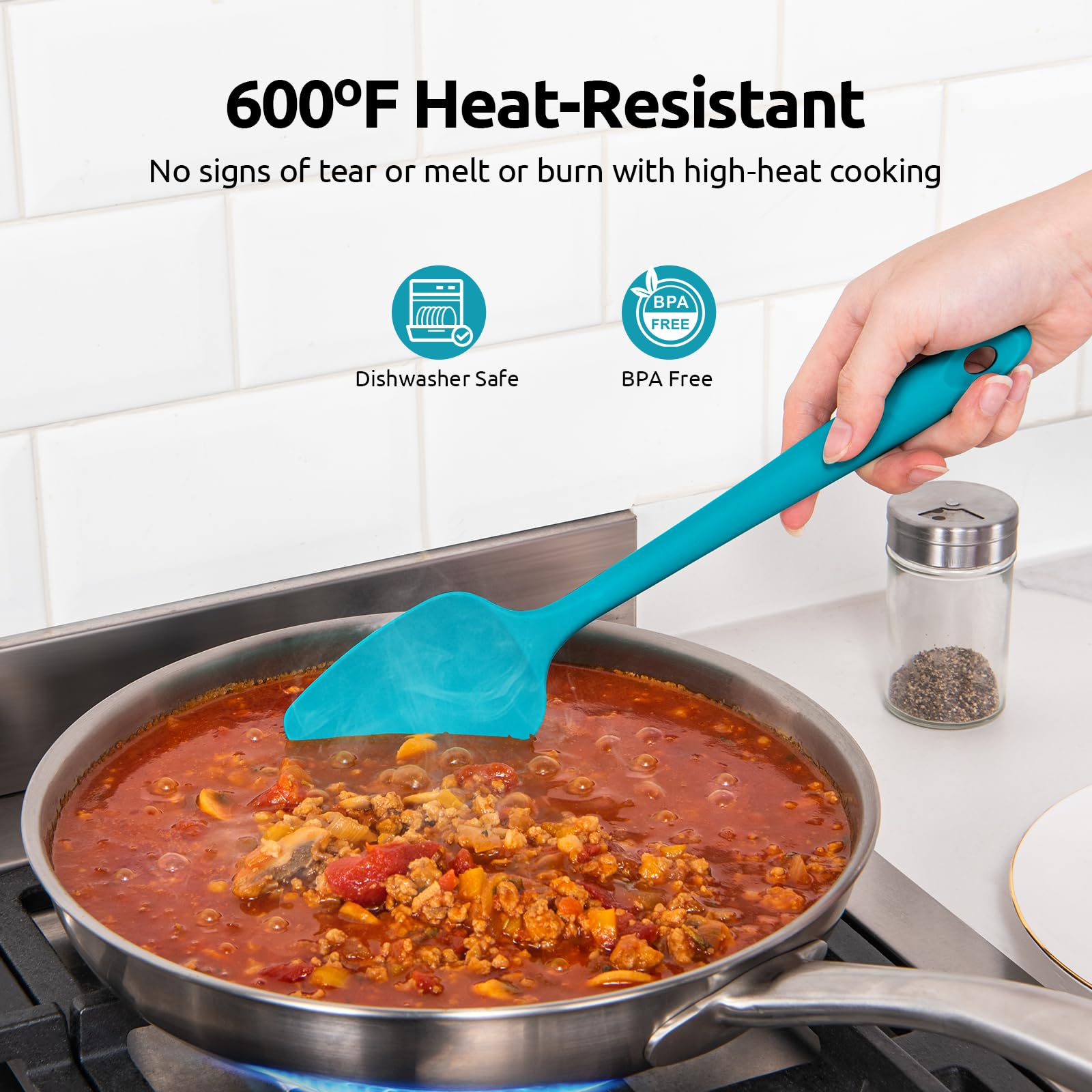 U-Taste seamless-design silicone utensils prevent gunk buildup during cooking