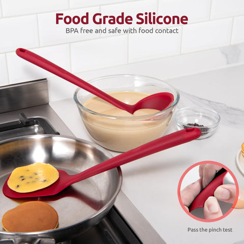 U-Taste silicone ladle, red, scooping soups without coating damage.