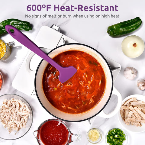 U-Taste large spatula reaches bowl corners for thorough scraping of batters.