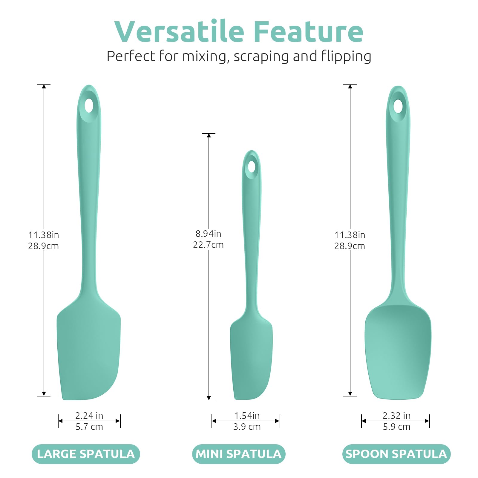 U-Taste large silicone spatula with flexible head designed for nonstick pans.