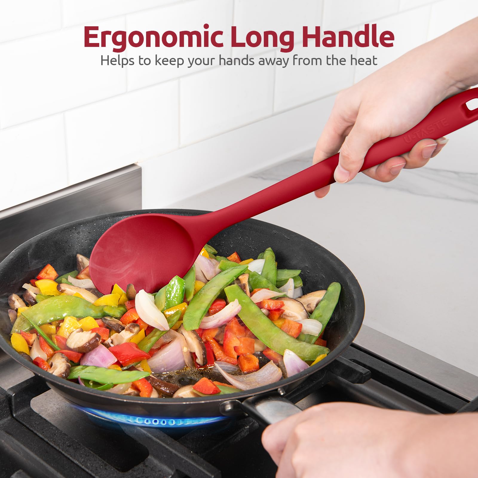 U-Taste dishwasher-safe silicone spoon for quick cleanup after meals.