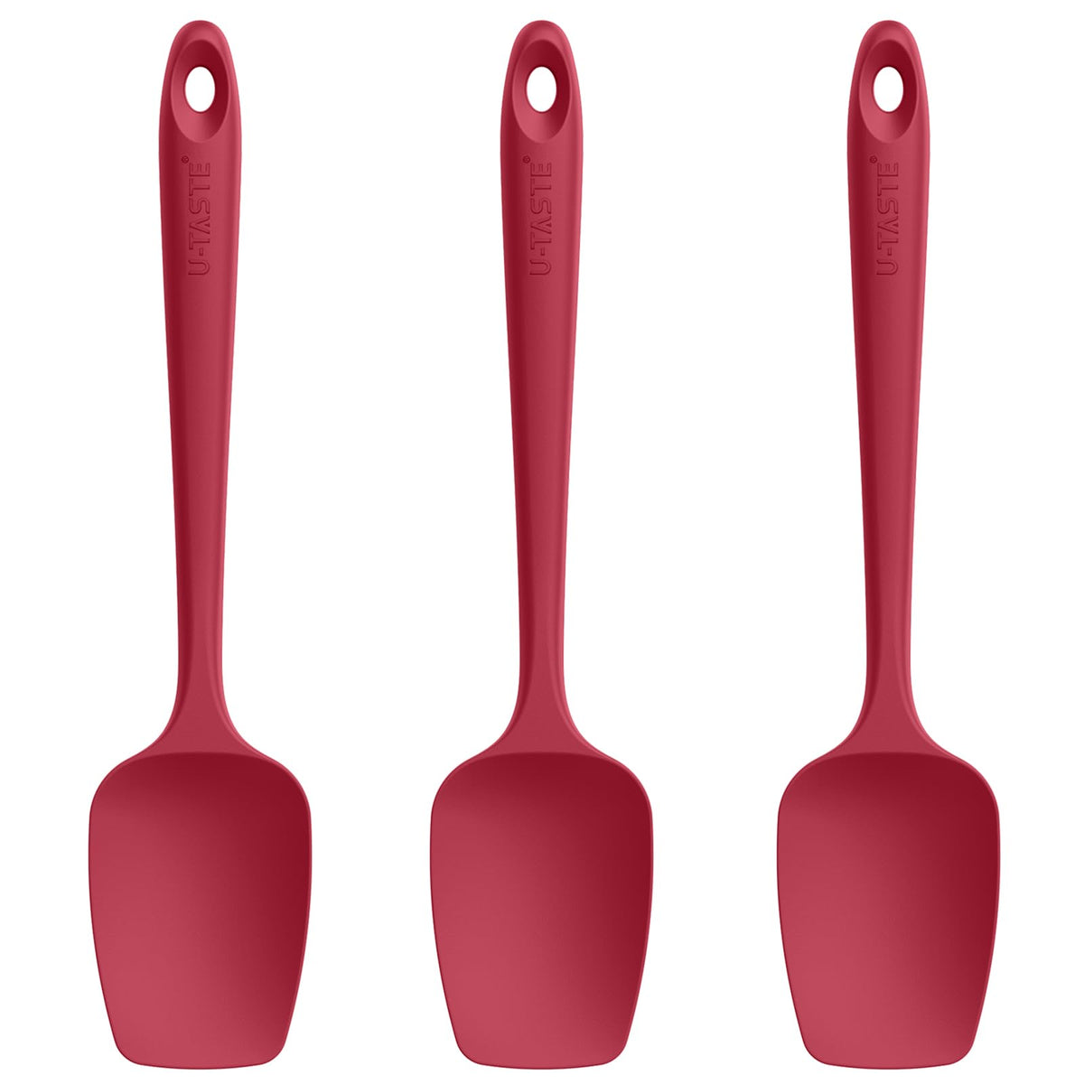 U-Taste silicone spoon spatula set in red, heat resistant up to 600°F for high-heat cooking