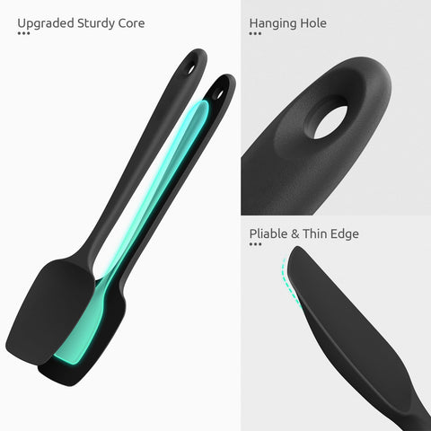U-Taste flexible blade glides through batter without sticking, protecting nonstick surfaces.