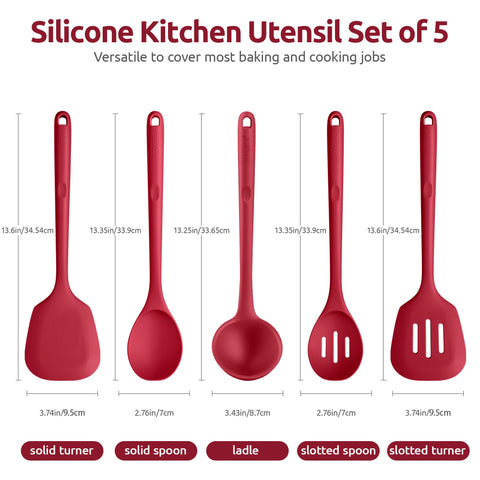 U-Taste silicone turner, red, gentle flip on non-stick cookware.