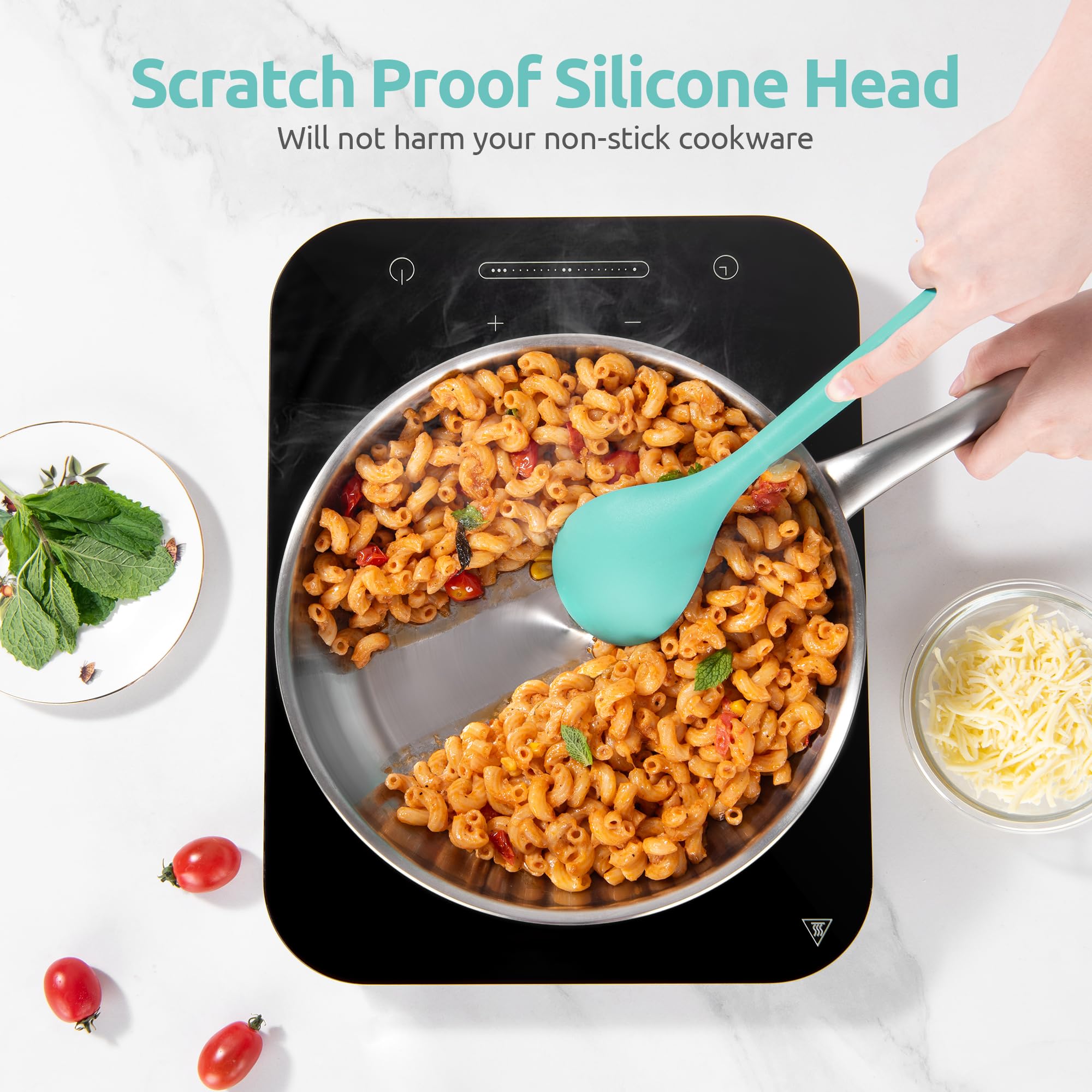 U-Taste soup ladle serving warm soup with a heat-safe grip