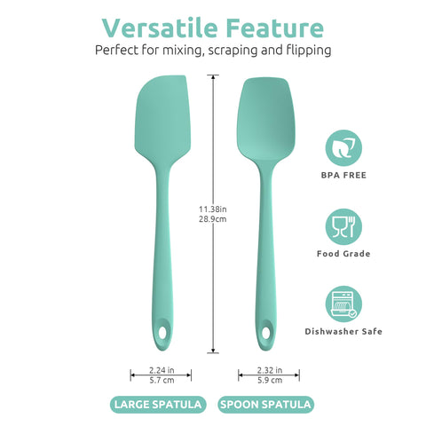 U-Taste Spoon Spatula Aqua Sky with flexible edge scraping bowls clean.