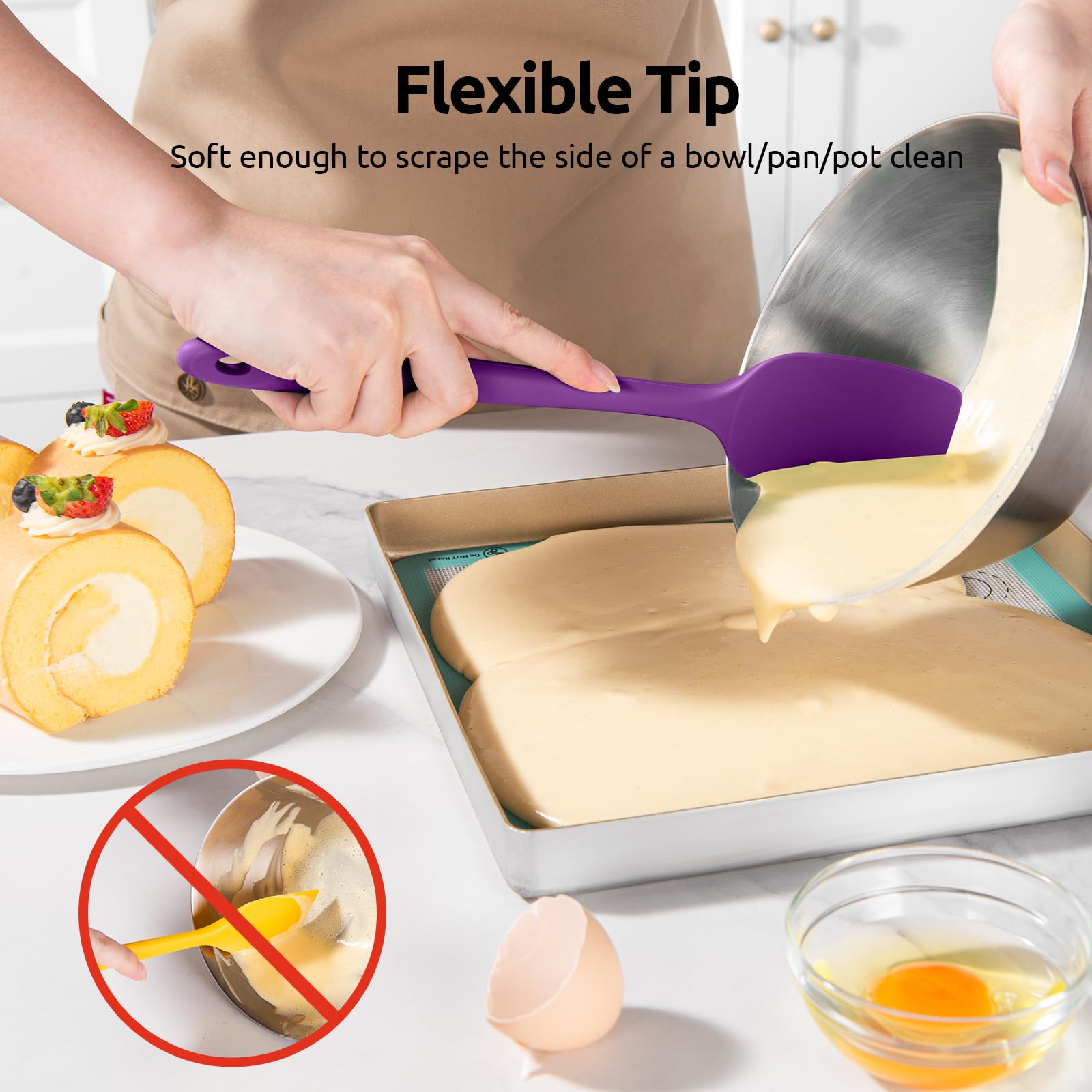 U-Taste upgraded-core spatula stays sturdy when folding ingredients.