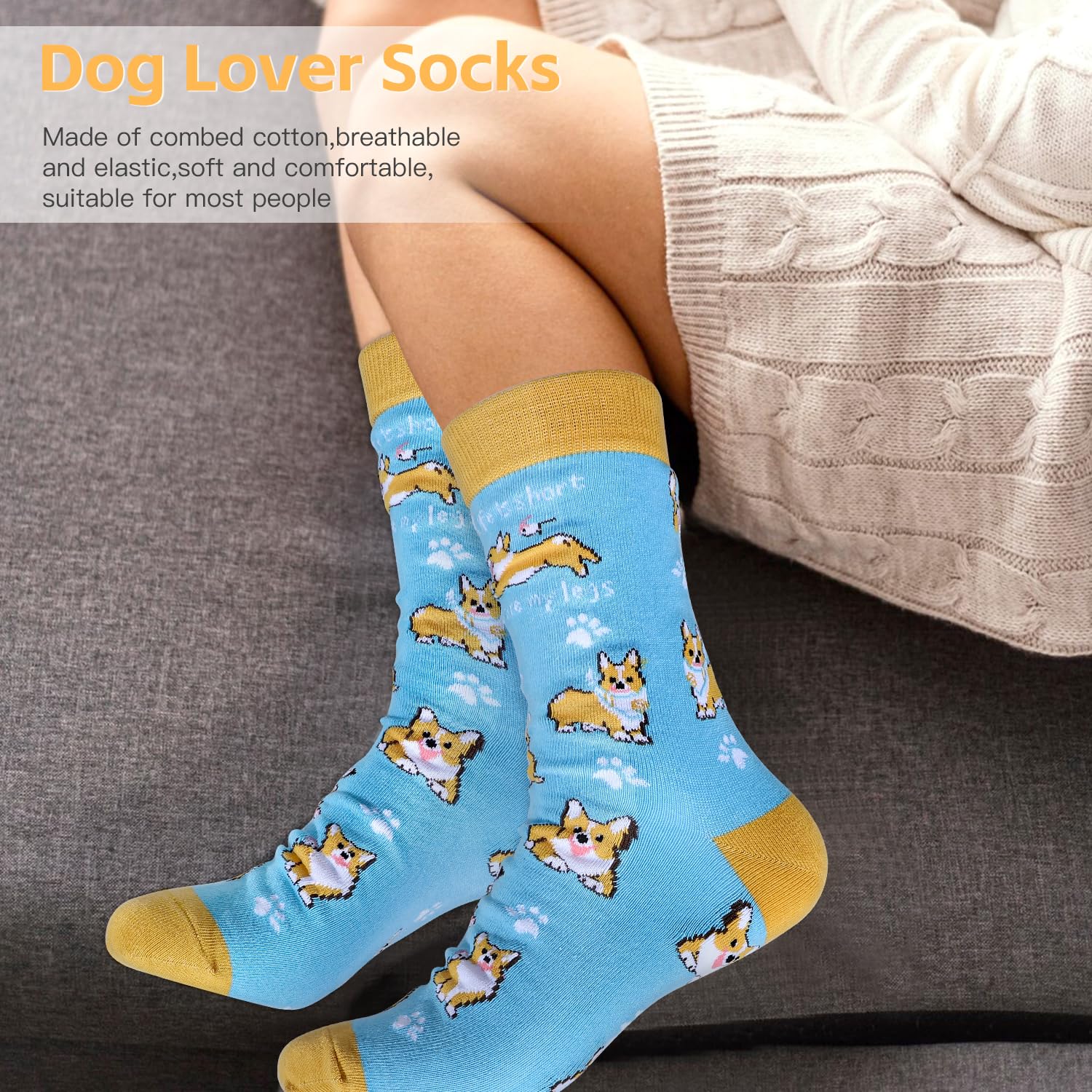 UAREHIBY corgi socks, cozy everyday wear