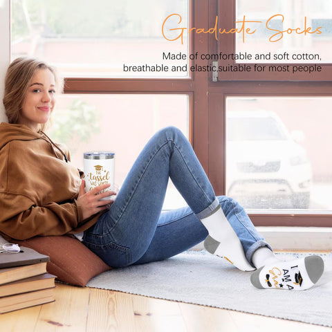 UAREHIBY graduation socks with humorous print for home celebrations