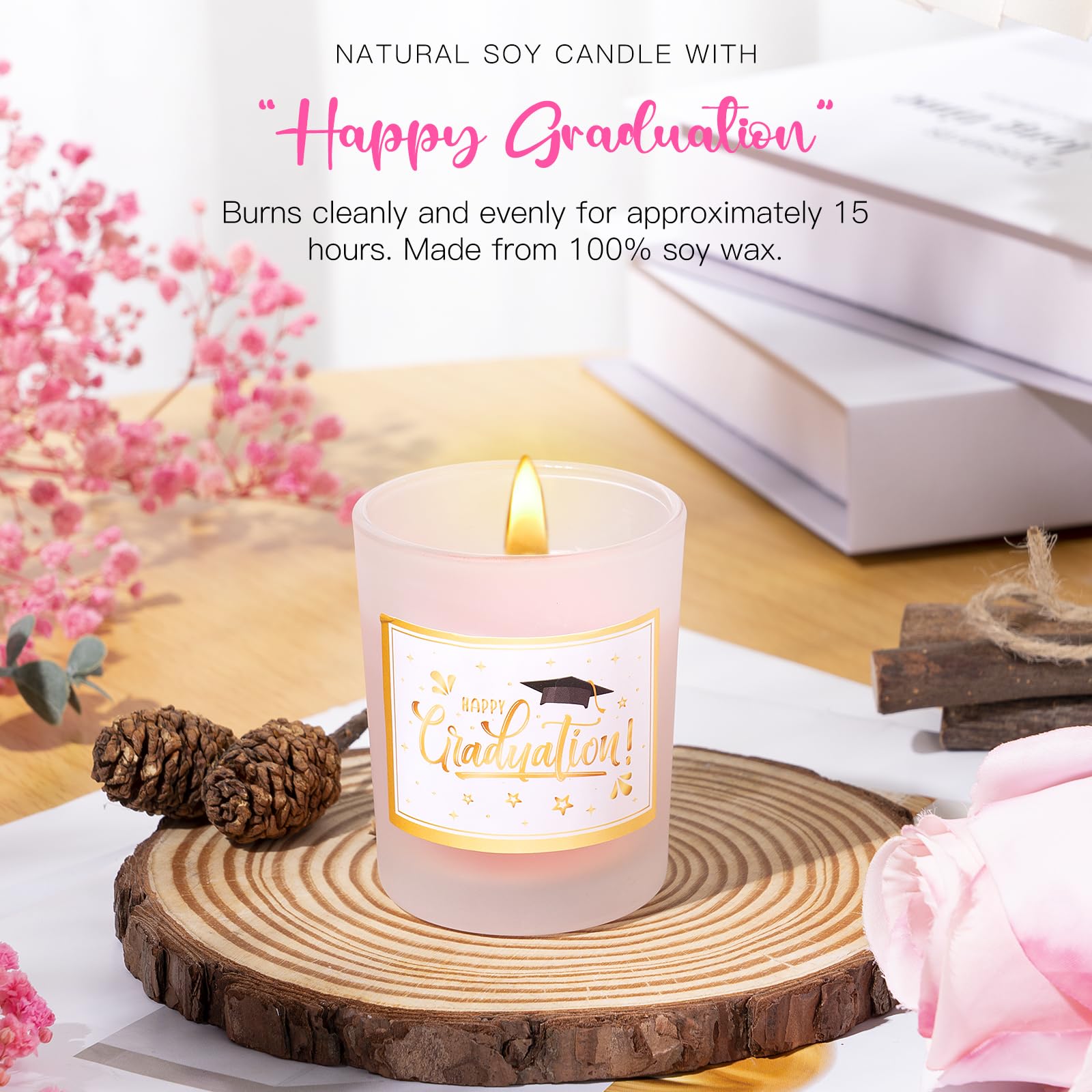 UAREHIBY scented candle creates a relaxing ambiance after study sessions.